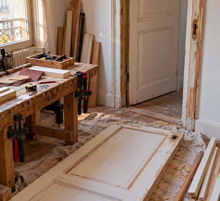 Porte intérieure fatiguée : la rénovation sur bâti qui se voit tout de suite